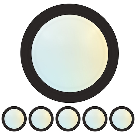 Luxrite 6 Inch LED Disk Light 5CCT 2700K-5000K 12.5W 1000LM Dimmable Damp Rated Energy Star Black, 6PK LR23871-6PK